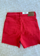 Judy Blue Raw Hem Shorts | Red | Tummy Control - judy blue shorts - Jimberly's Boutique - Olive Branch - Mississippi