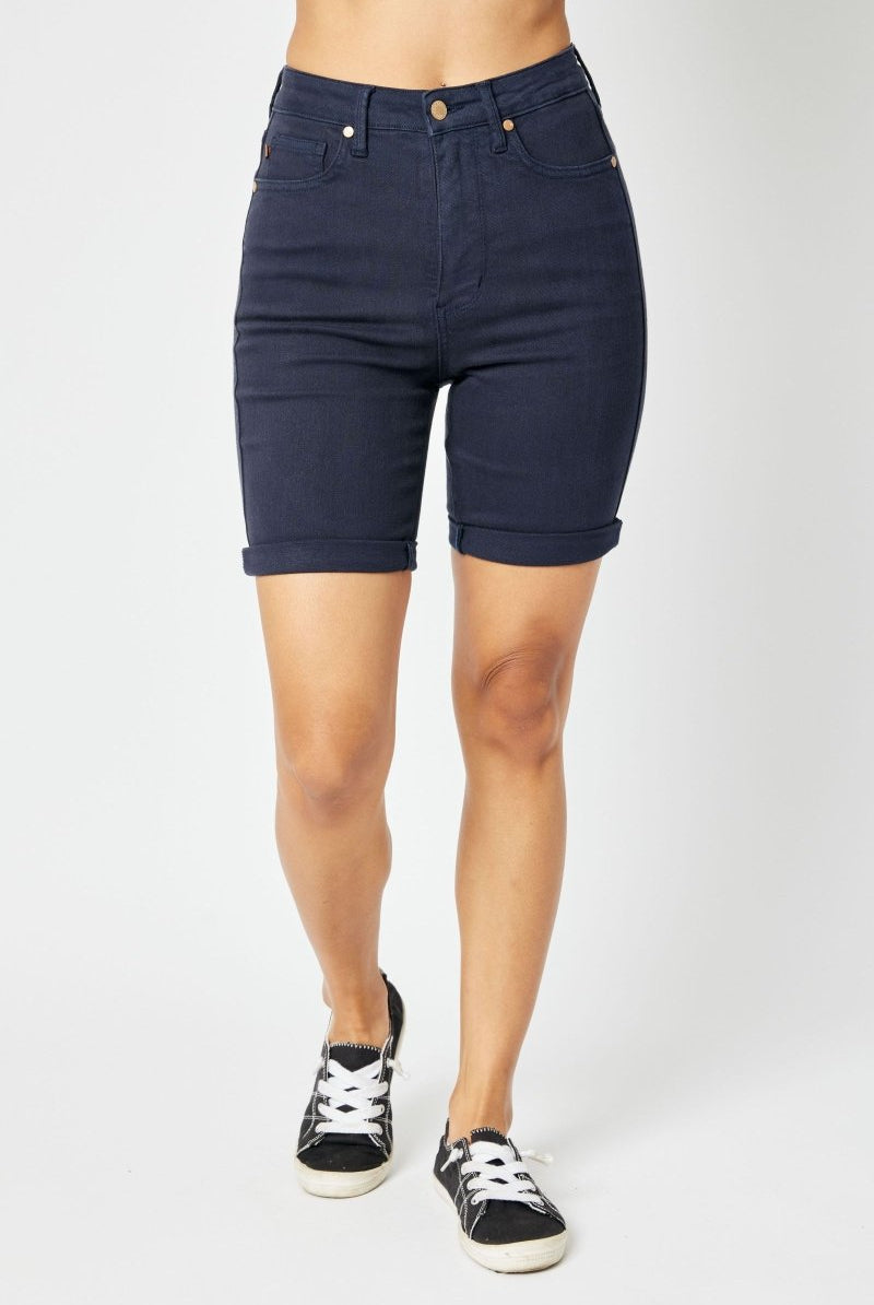 Judy Blue Shorts | Bermuda | Navy | Tummy Control - judy blue shorts -Jimberly's Boutique-Olive Branch-Mississippi