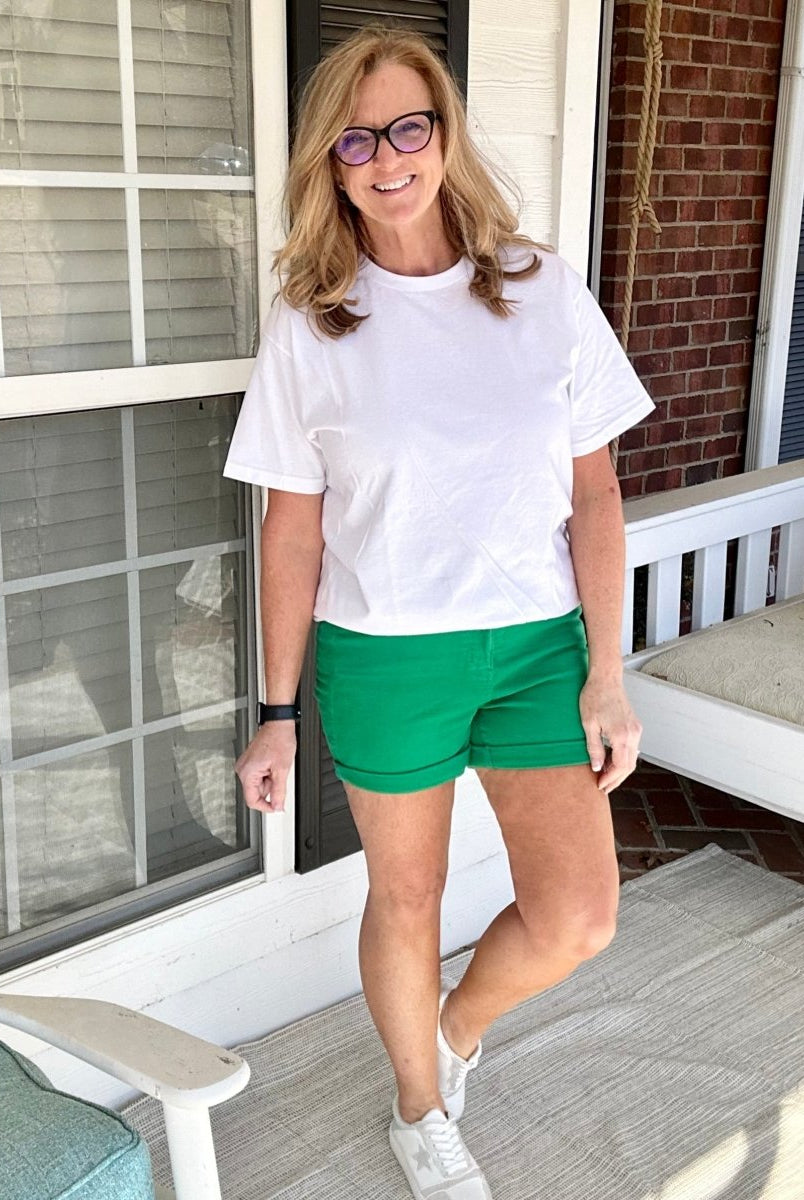 Judy Blue Shorts | High Waist | Tummy Control-| Kelly Green - judy blue shorts -Jimberly's Boutique-Olive Branch-Mississippi