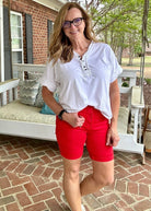 Judy Blue Shorts | Red Bermuda | Tummy Control - judy blue shorts -Jimberly's Boutique-Olive Branch-Mississippi