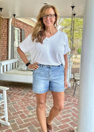Judy Blue Trouser Denim Shorts - Medium Wash - Judy Blue Shorts - Jimberly's Boutique - Olive Branch - Mississippi