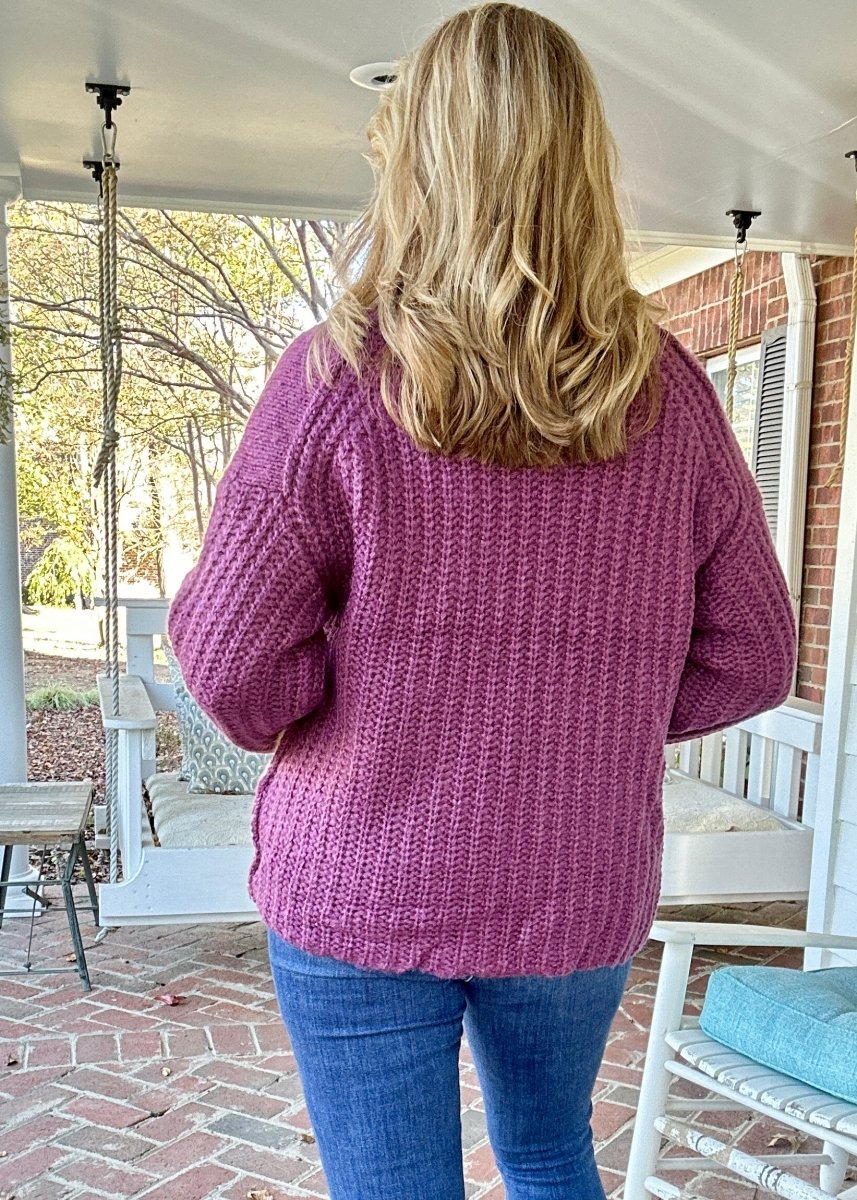 Keep You Happy Patterned Sweater - Faded Plum - sweater - Jimberly's Boutique - Olive Branch - Mississippi
