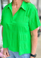 Kelly Green Textured Top | Jodifl - Jodifl Top - Jimberly's Boutique - Olive Branch - Mississippi