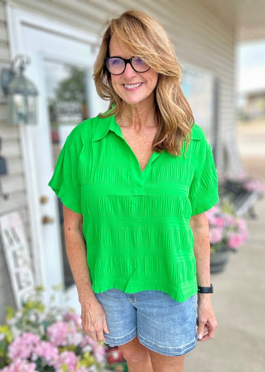 Kelly Green Textured Top | Jodifl - Jodifl Top - Jimberly's Boutique - Olive Branch - Mississippi