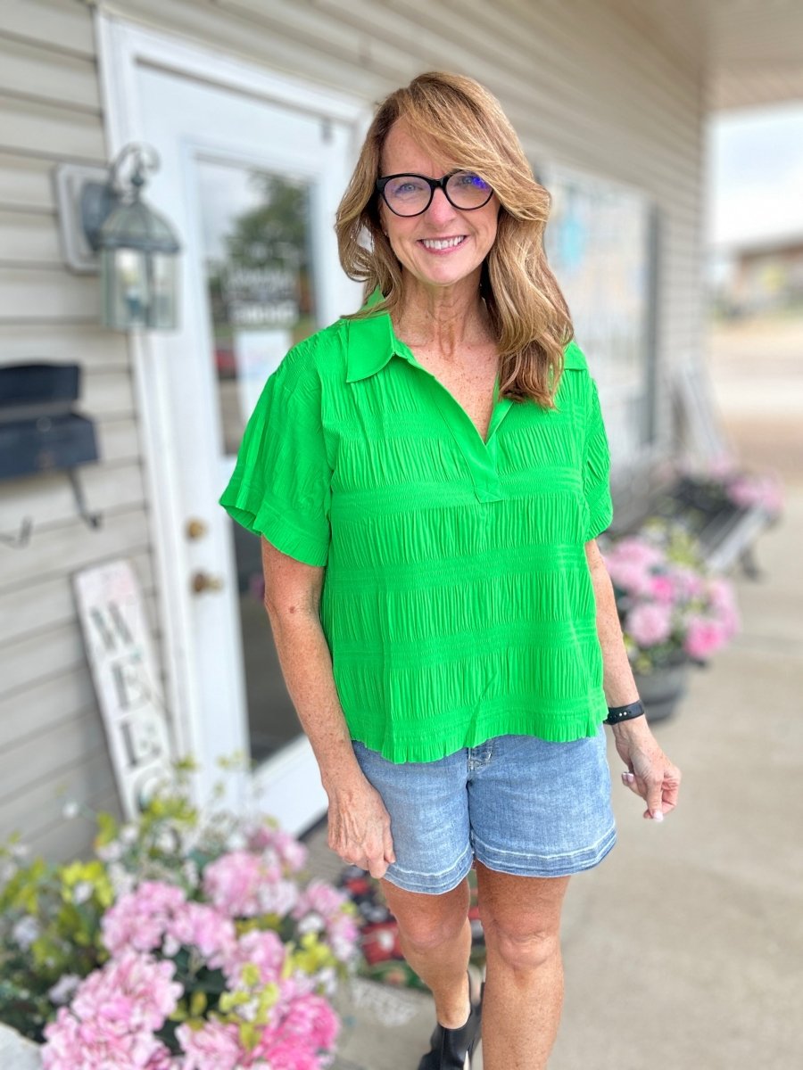 Kelly Green Textured Top | Jodifl - Jodifl Top - Jimberly's Boutique - Olive Branch - Mississippi