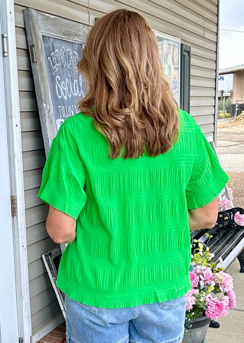 Kelly Green Textured Top | Jodifl - Jodifl Top - Jimberly's Boutique - Olive Branch - Mississippi