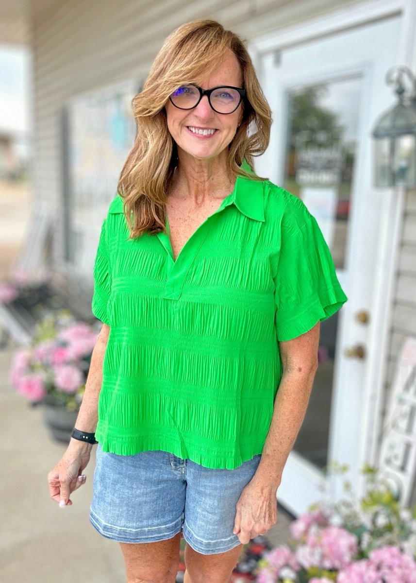 Kelly Green Textured Top | Jodifl - Jodifl Top - Jimberly's Boutique - Olive Branch - Mississippi