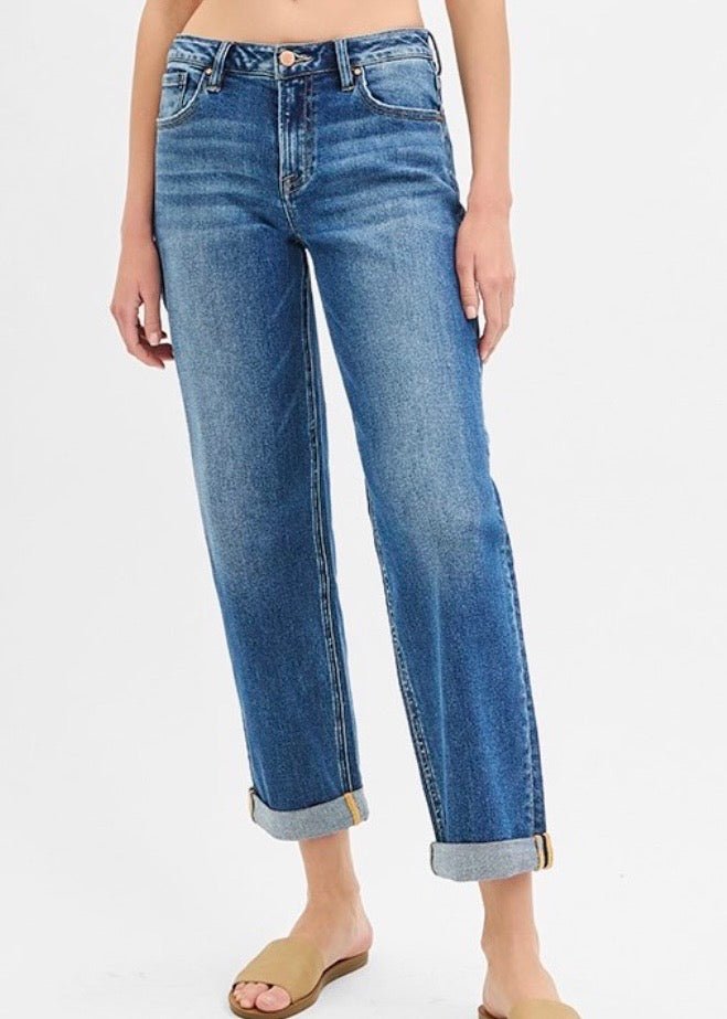 Kemper Mid Rise Boyfriend Roll Up Jeans | Risen - risen jeans -Jimberly's Boutique-Olive Branch-Mississippi