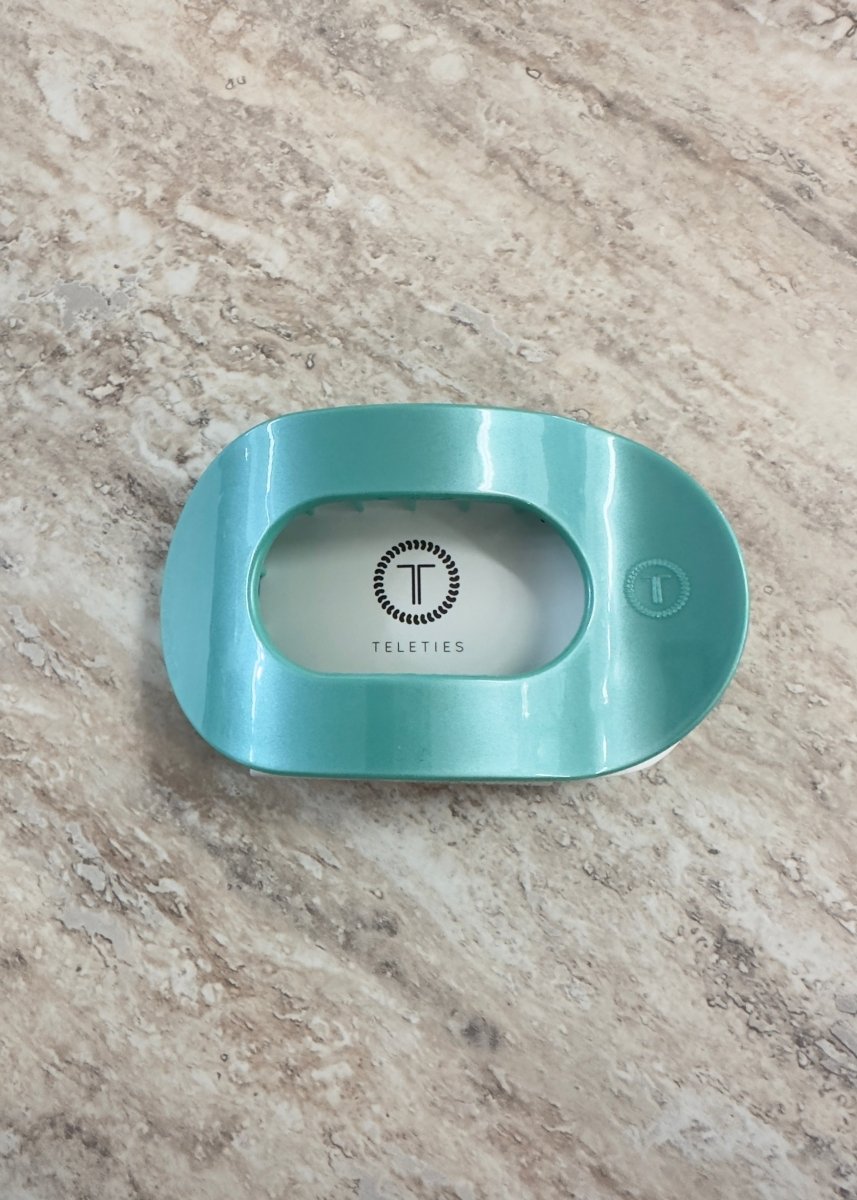 Large Teleties Flat Oval Clip - Totally Turquoise - Teleties Flat Hair Clip - Jimberly's Boutique - Olive Branch - Mississippi