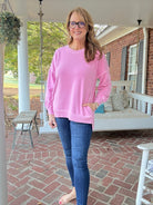 Legacy Hi - Low Hem Fleece Pullover - Candy Pink - Casual Sweatshirt - Jimberly's Boutique - Olive Branch - Mississippi