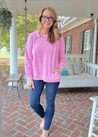 Legacy Hi - Low Hem Fleece Pullover - Candy Pink - Casual Sweatshirt - Jimberly's Boutique - Olive Branch - Mississippi