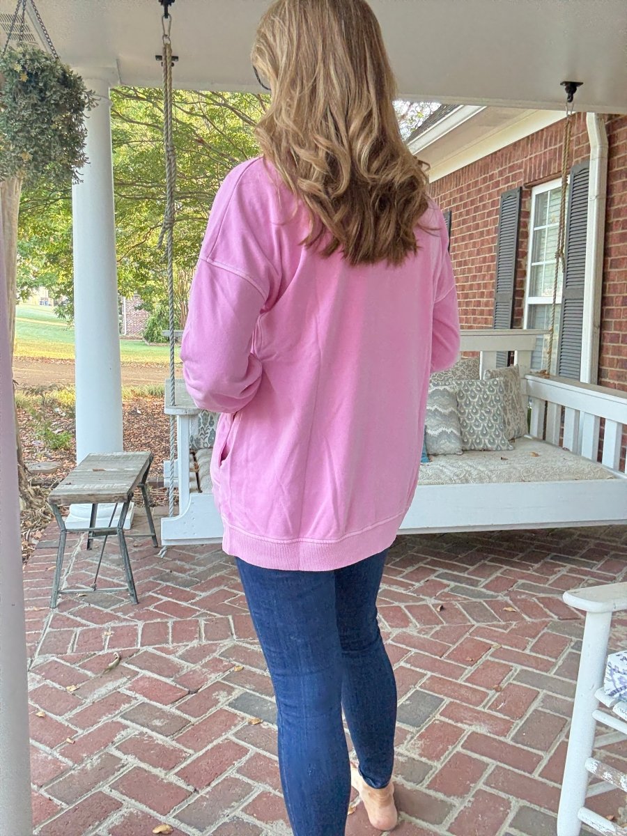 Legacy Hi - Low Hem Fleece Pullover - Candy Pink - Casual Sweatshirt - Jimberly's Boutique - Olive Branch - Mississippi