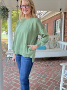 Legacy Hi - Low Hem Fleece Pullover - Olive Green - Casual Sweatshirt - Jimberly's Boutique - Olive Branch - Mississippi