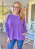 Legacy Hi - Low Hem Fleece Pullover - Violet - Casual Sweatshirt - Jimberly's Boutique - Olive Branch - Mississippi