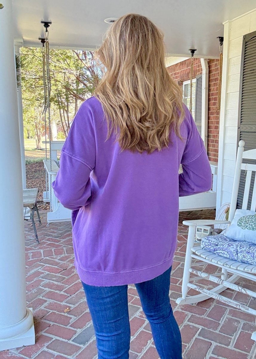 Legacy Hi - Low Hem Fleece Pullover - Violet - Casual Sweatshirt - Jimberly's Boutique - Olive Branch - Mississippi