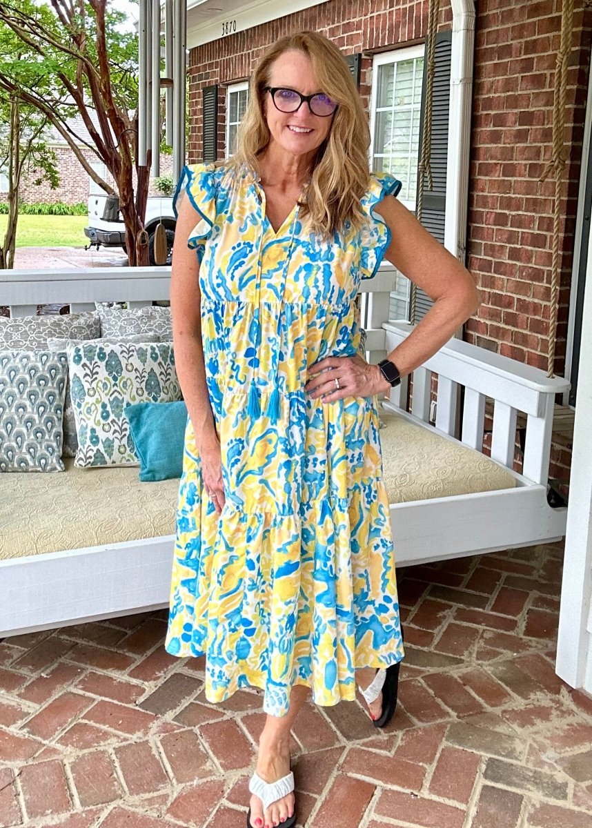 Lemonade Mix Midi Dress | Umgee - Umgee Dress -Jimberly's Boutique-Olive Branch-Mississippi