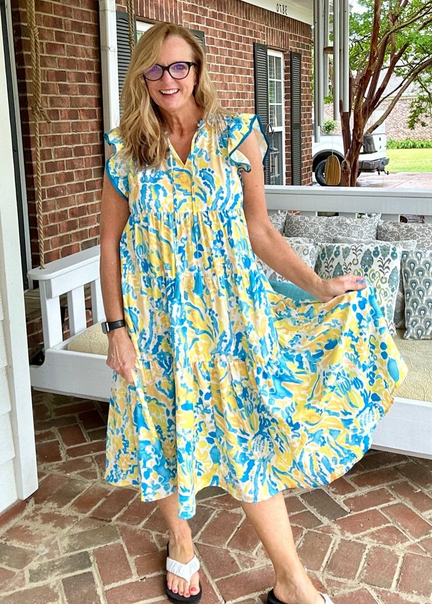Lemonade Mix Midi Dress | Umgee - Umgee Dress -Jimberly's Boutique-Olive Branch-Mississippi