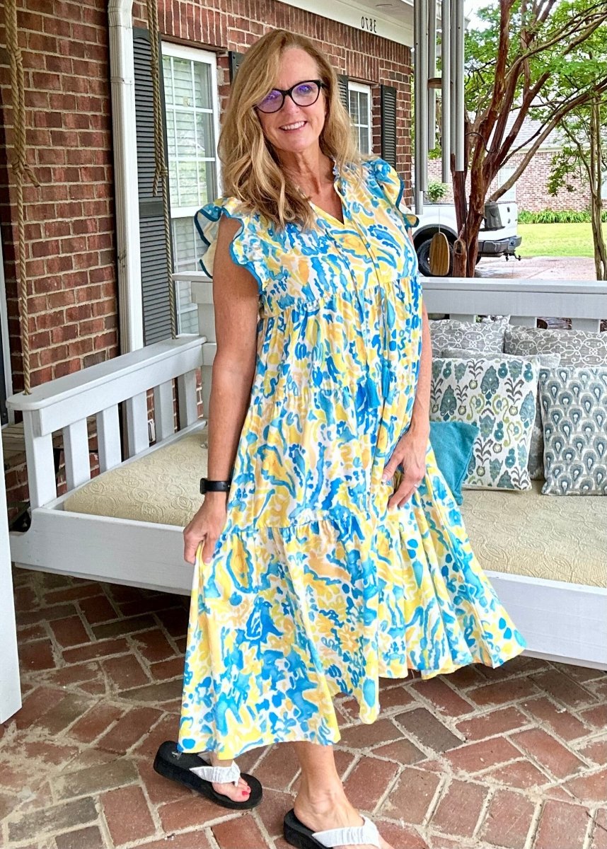 Lemonade Mix Midi Dress | Umgee - Umgee Dress -Jimberly's Boutique-Olive Branch-Mississippi