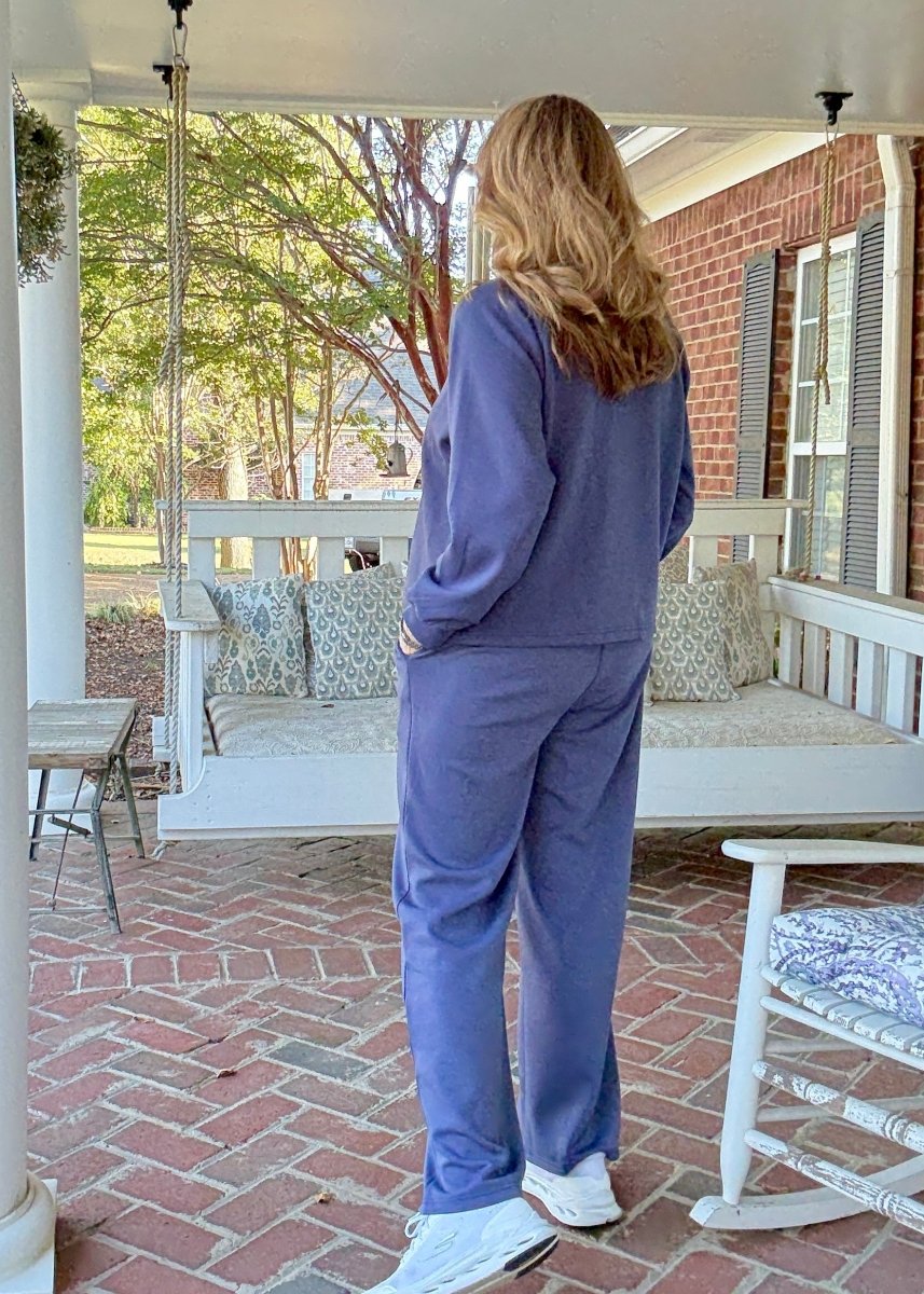Lennon Scuba Crewneck & Pants Lounge Set - Blue Indigo - lounge set - Jimberly's Boutique - Olive Branch - Mississippi