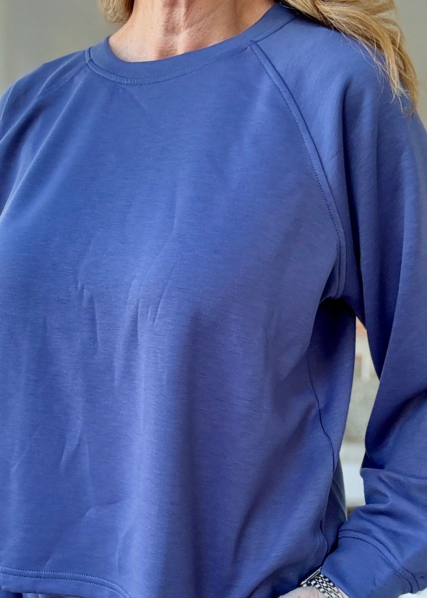 Lennon Scuba Crewneck & Pants Lounge Set - Blue Indigo - lounge set - Jimberly's Boutique - Olive Branch - Mississippi