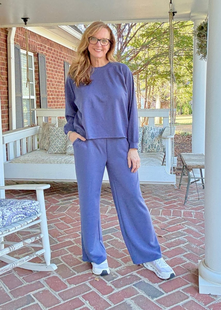 Lennon Scuba Crewneck & Pants Lounge Set - Blue Indigo - lounge set - Jimberly's Boutique - Olive Branch - Mississippi