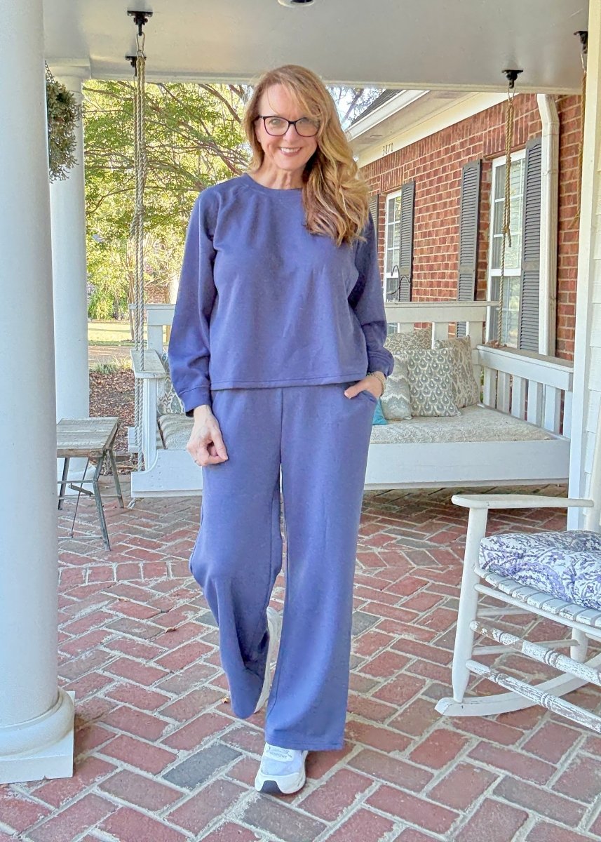 Lennon Scuba Crewneck & Pants Lounge Set - Blue Indigo - lounge set - Jimberly's Boutique - Olive Branch - Mississippi