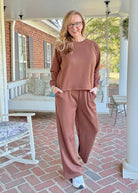 Lennon Scuba Crewneck & Pants Lounge Set - Brown - lounge set - Jimberly's Boutique - Olive Branch - Mississippi