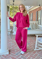 Lennon Scuba Crewneck & Pants Lounge Set - Cabernet - lounge set - Jimberly's Boutique - Olive Branch - Mississippi