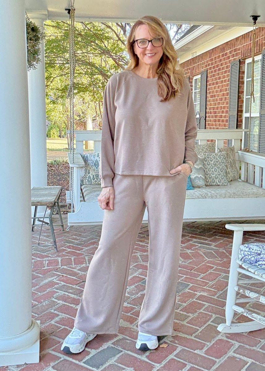 Lennon Scuba Crewneck & Pants Lounge Set - Cocoa - lounge set - Jimberly's Boutique - Olive Branch - Mississippi