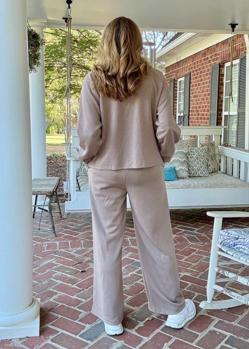Lennon Scuba Crewneck & Pants Lounge Set - Cocoa - lounge set - Jimberly's Boutique - Olive Branch - Mississippi