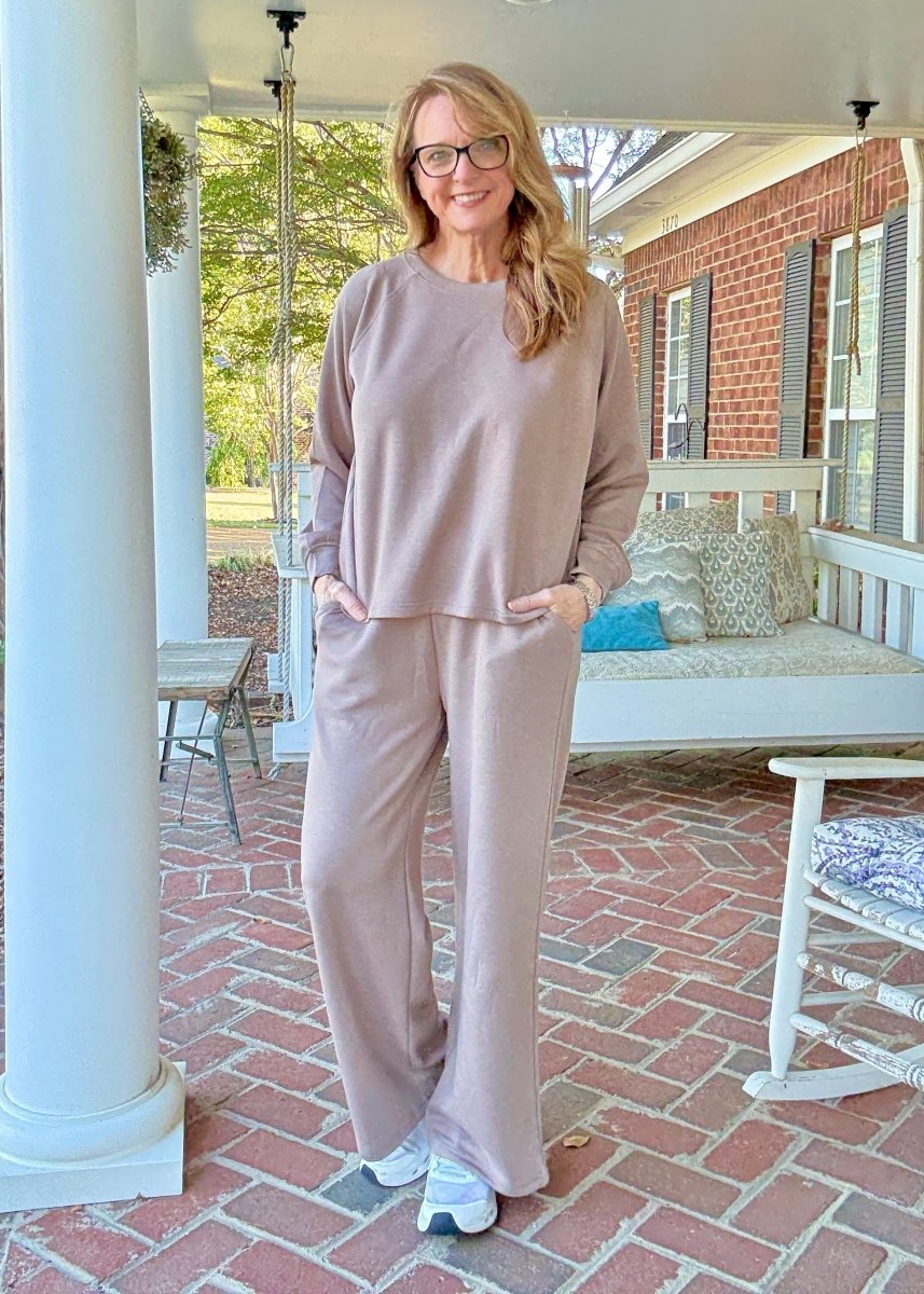 Lennon Scuba Crewneck & Pants Lounge Set - Cocoa - lounge set - Jimberly's Boutique - Olive Branch - Mississippi