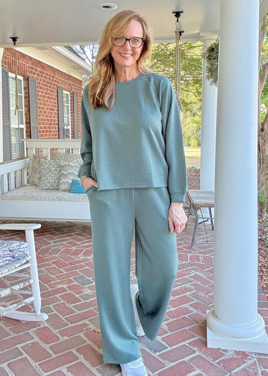 Lennon Scuba Crewneck & Pants Lounge Set - Dk Forest - lounge set - Jimberly's Boutique - Olive Branch - Mississippi