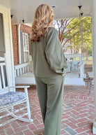 Lennon Scuba Crewneck & Pants Lounge Set - Dk Olive - lounge set - Jimberly's Boutique - Olive Branch - Mississippi