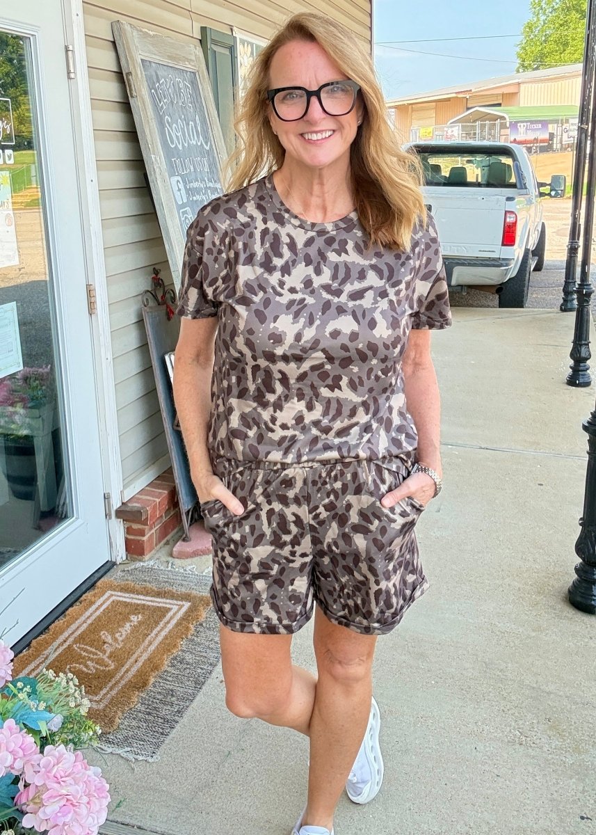 Leopard Print Casual Shorts Set - short set -Jimberly's Boutique-Olive Branch-Mississippi