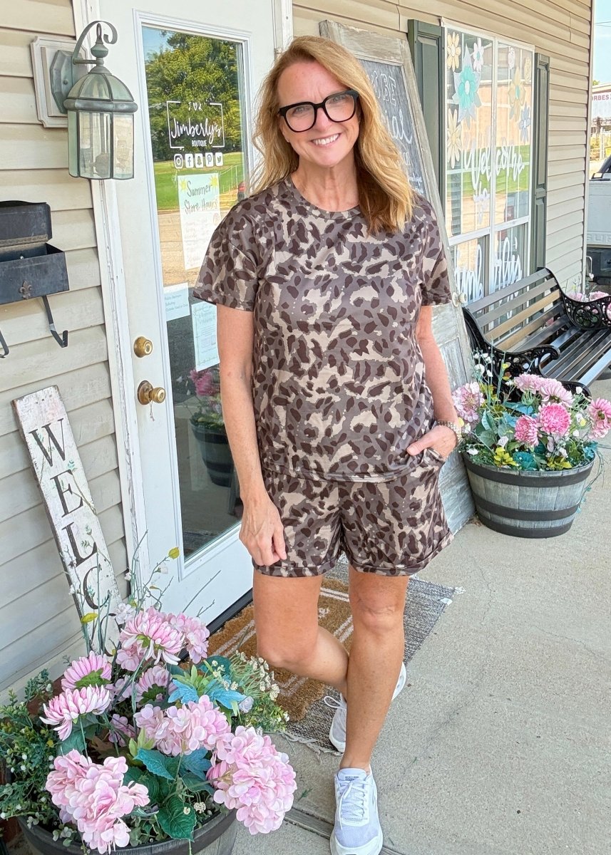Leopard Print Casual Shorts Set - short set -Jimberly's Boutique-Olive Branch-Mississippi