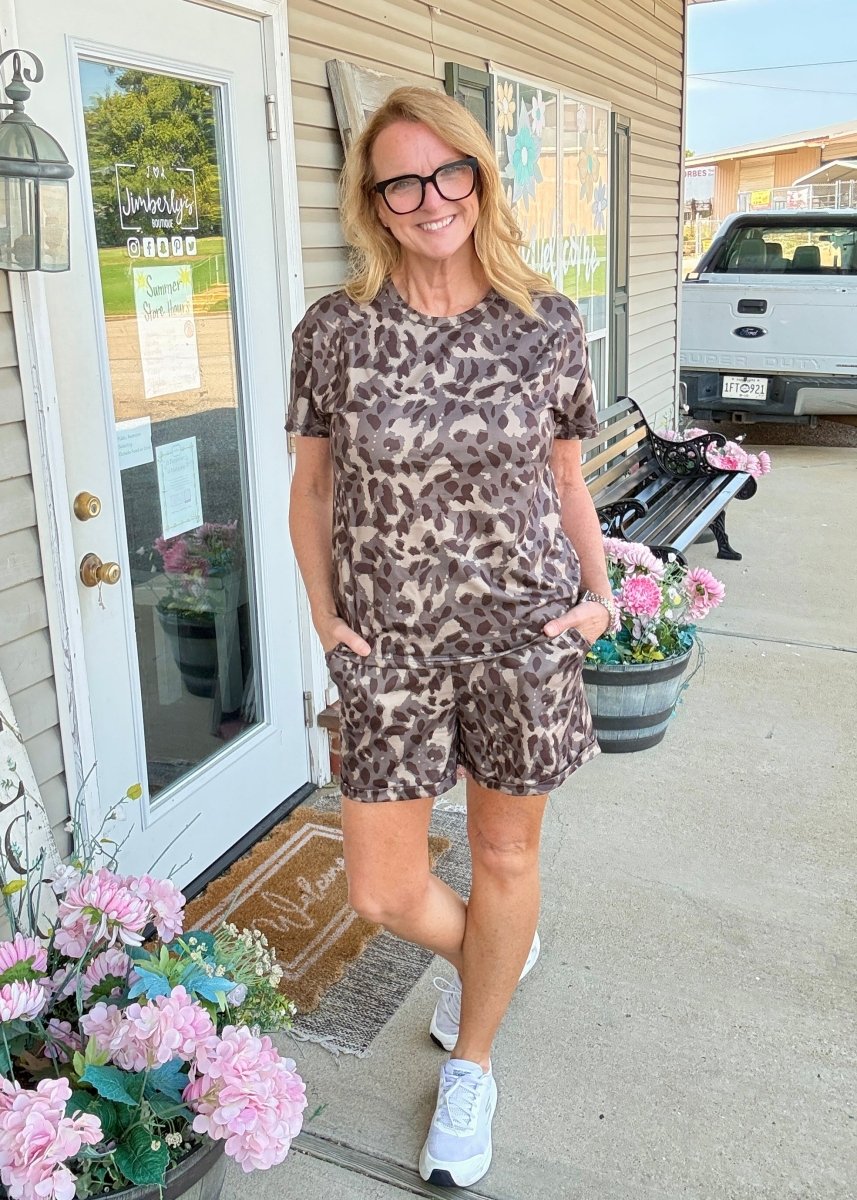 Leopard Print Casual Shorts Set - short set -Jimberly's Boutique-Olive Branch-Mississippi