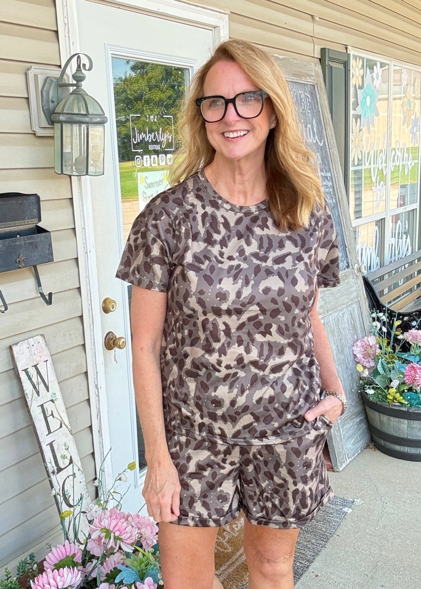 Leopard Print Casual Shorts Set - short set -Jimberly's Boutique-Olive Branch-Mississippi
