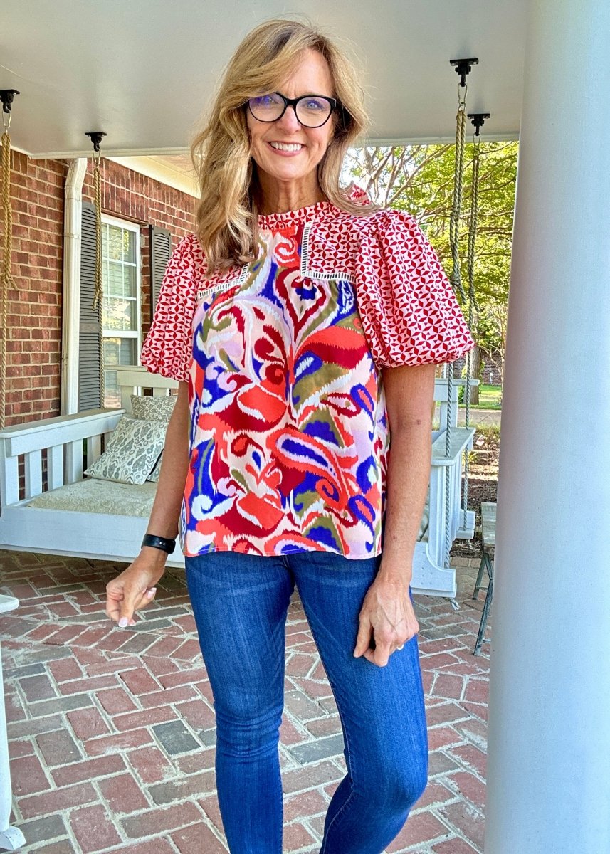 Limitless Print Top - Red Mix | Jodifl - Jodifl Top - Jimberly's Boutique - Olive Branch - Mississippi