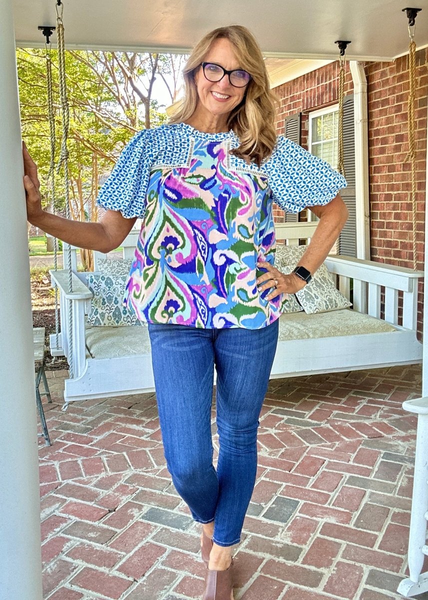 Limitless Print Top - Turquoise Mix | Jodifl - Jodifl Top - Jimberly's Boutique - Olive Branch - Mississippi
