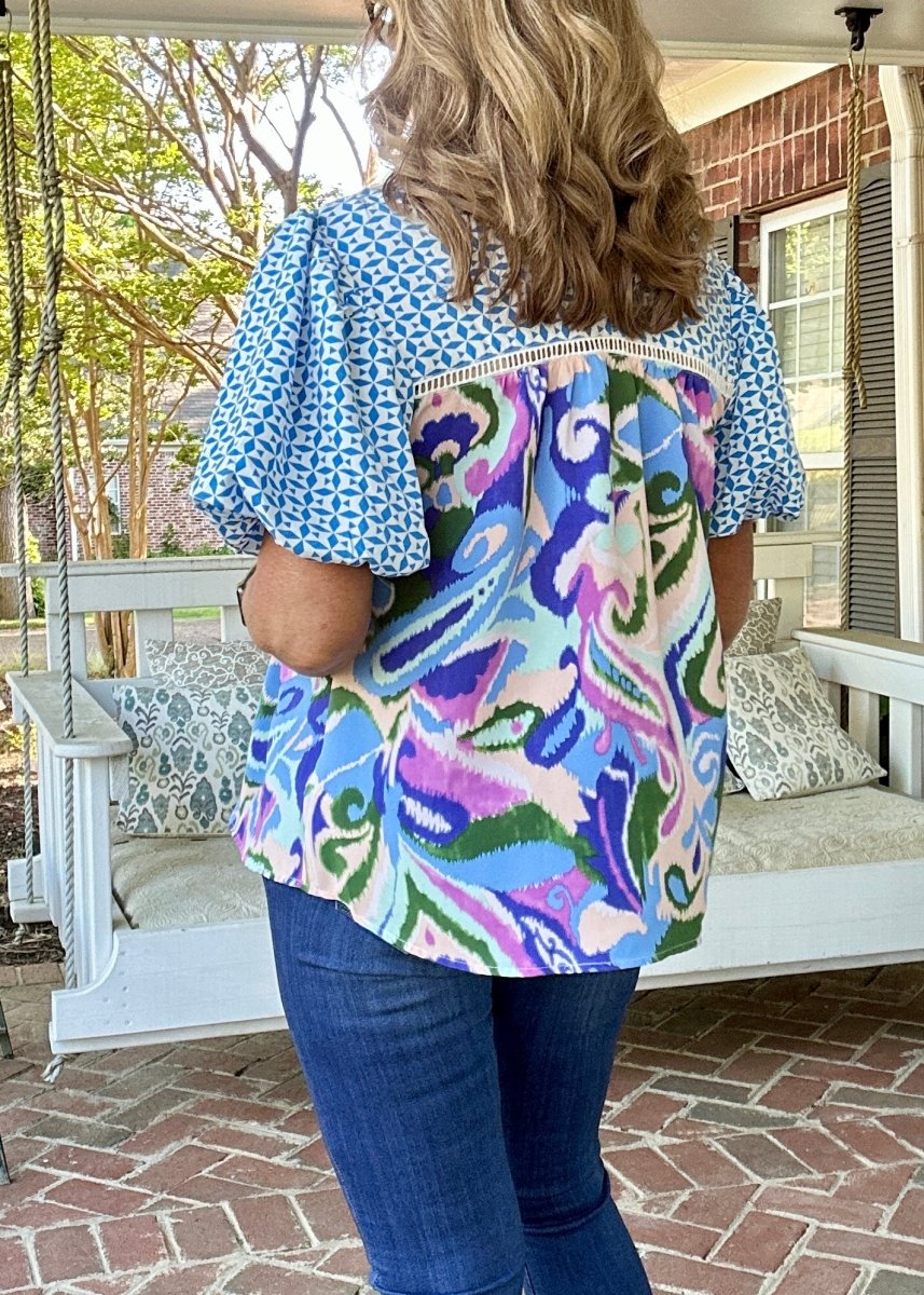 Limitless Print Top - Turquoise Mix | Jodifl - Jodifl Top - Jimberly's Boutique - Olive Branch - Mississippi