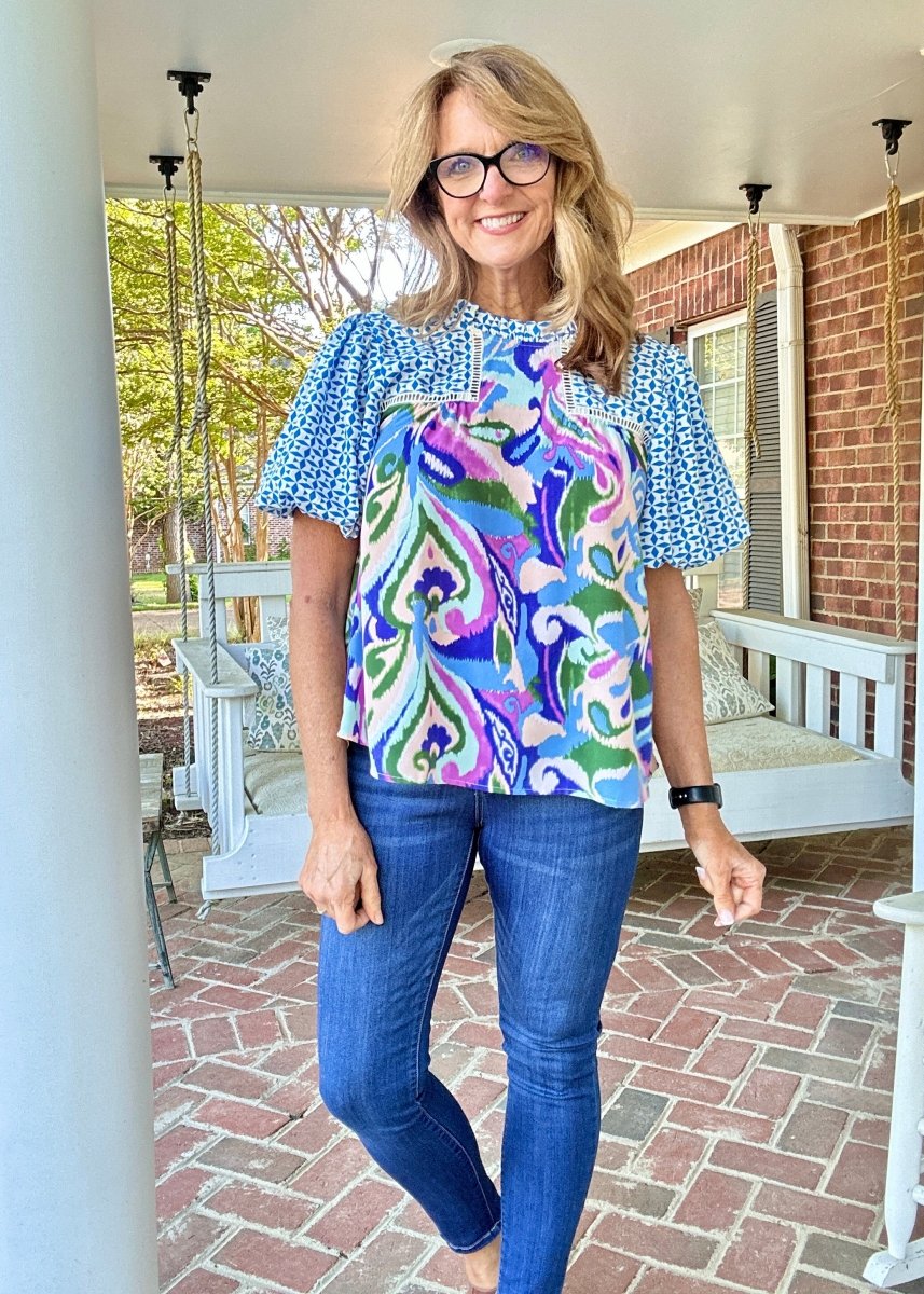 Limitless Print Top - Turquoise Mix | Jodifl - Jodifl Top - Jimberly's Boutique - Olive Branch - Mississippi