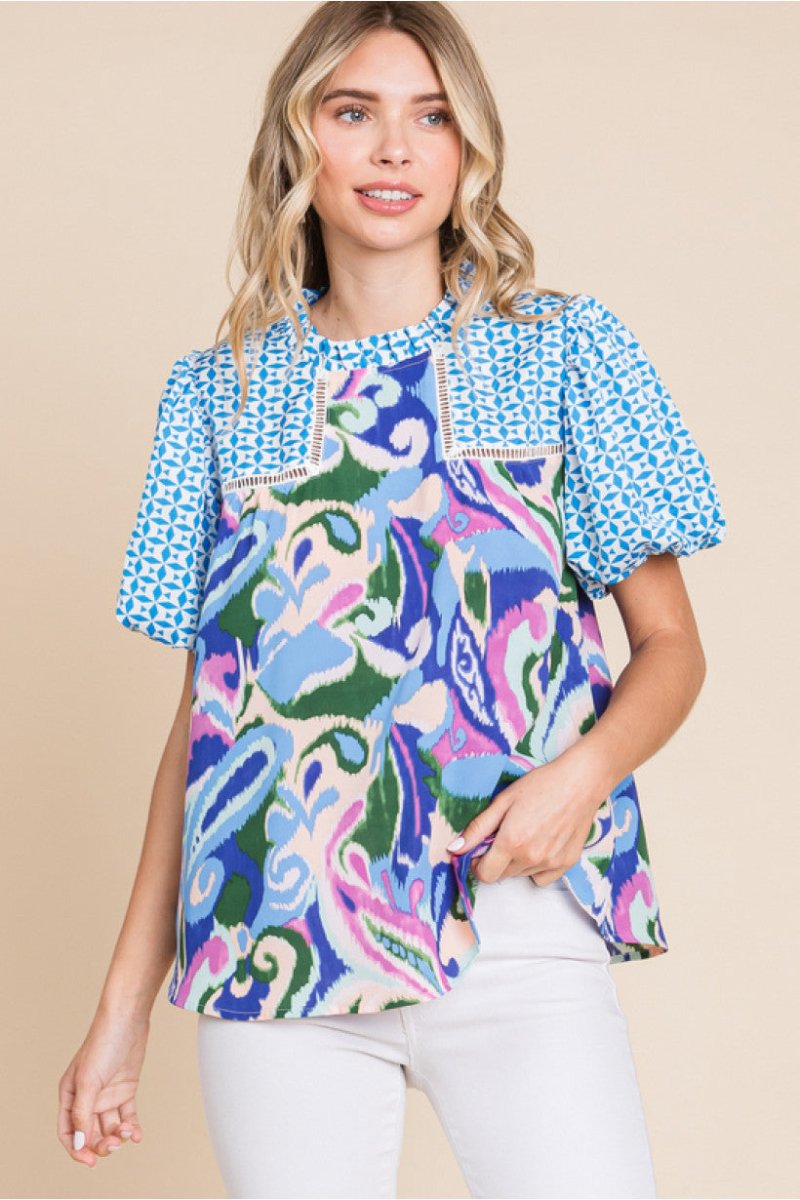 Limitless Print Top - Turquoise Mix | Jodifl - Jodifl Top - Jimberly's Boutique - Olive Branch - Mississippi