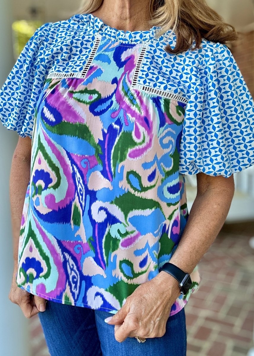 Limitless Print Top - Turquoise Mix | Jodifl - Jodifl Top - Jimberly's Boutique - Olive Branch - Mississippi