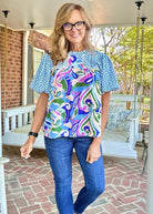 Limitless Print Top - Turquoise Mix | Jodifl - Jodifl Top - Jimberly's Boutique - Olive Branch - Mississippi
