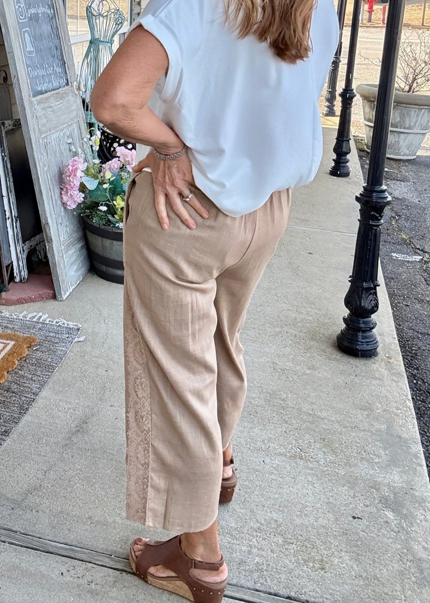 Linen Blend Crop Pants - Latte | Umgee - casual pants - Jimberly's Boutique - Olive Branch - Mississippi