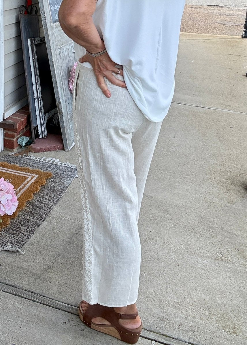 Linen Blend Crop Pants - Oatmeal | Umgee - casual pants - Jimberly's Boutique - Olive Branch - Mississippi