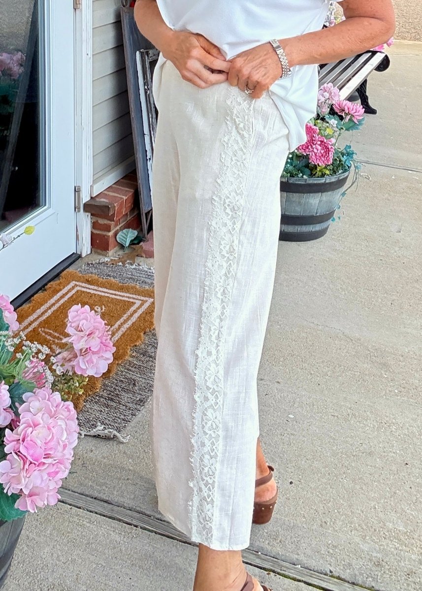 Linen Blend Crop Pants - Oatmeal | Umgee - casual pants - Jimberly's Boutique - Olive Branch - Mississippi