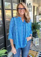 Lizzy Blue Boho Wrinkle Free Top | Dear Scarlett - Casual Top -Jimberly's Boutique-Olive Branch-Mississippi