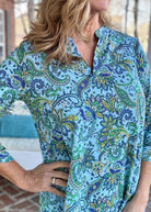 Lizzy Blue Multi Wrinkle Free Top | Dear Scarlett - Casual Top -Jimberly's Boutique-Olive Branch-Mississippi