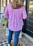 Lizzy Blue Pink Print Top | Dear Scarlett - Casual Top -Jimberly's Boutique-Olive Branch-Mississippi